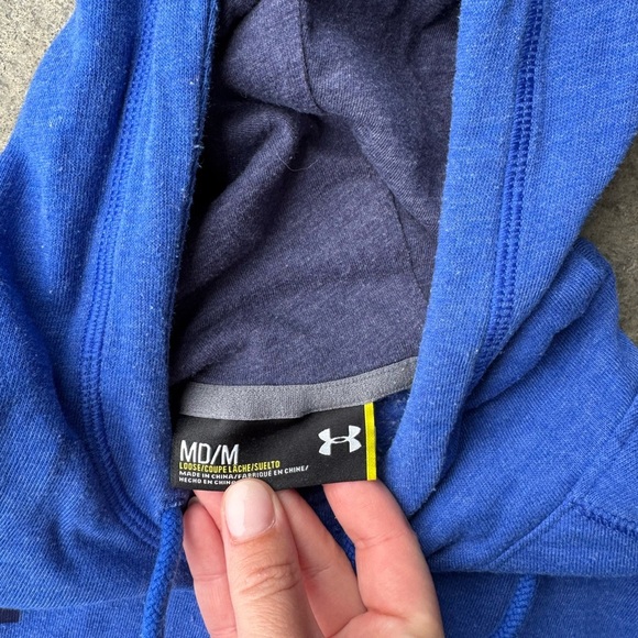 Under Armour Blue Pullover Hoodie with Logo - Picture 3 of 3